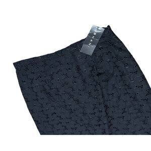 Shani NWT Gorgeous Eyelet Maxi Skirt 6 Cotton Long Floral Print Black Designer